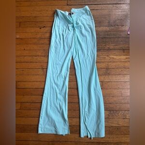 ☀️3/$25 PANN PANN mint green knit boot cut flare leg cutout tie waist pants s